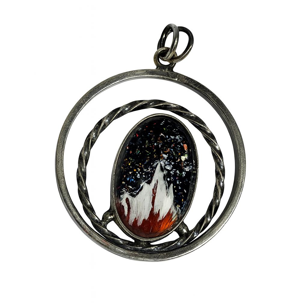 Natural Opal Pendant Multicolor 45 ct 925 Sterling Silver Statement October Birthday Birthstone