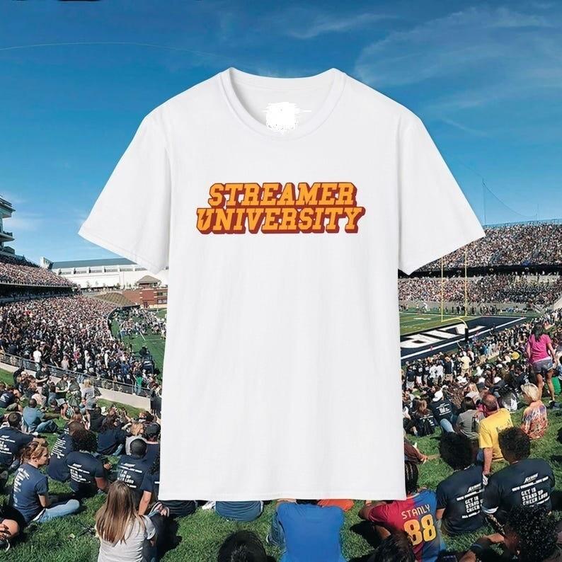

Kai Cenat Streamer University TShirt Unisex College Tee Stream Merch Fun Unisex T-Shirt XXXXL