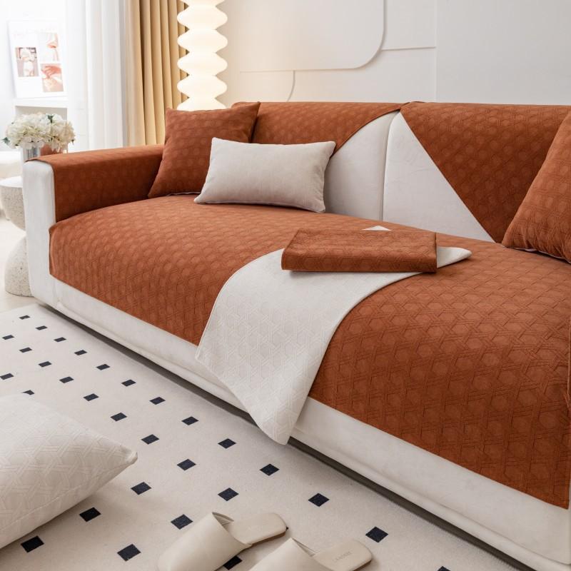 Light Luxury Style Sofa Cushion Modern Simple Solid Color Fabric Anti-slip Sofa Cushion Chenille All-season Cover Cover
