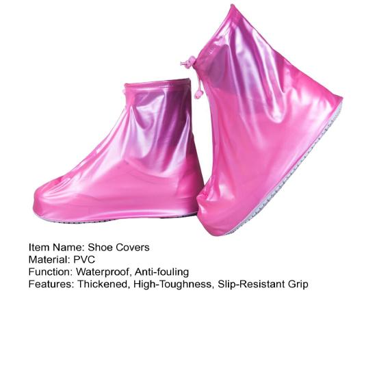 1 Pair Rainproof Shoe Covers Thickened PVC Waterproof No Seam Zipper Wide Opening Non-slip Shoe Protectors
