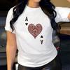 Heart Shaped and Letter Casual Comfortable Pure Cotton Printed Women's Round Neck Short Sleeved T-shirt