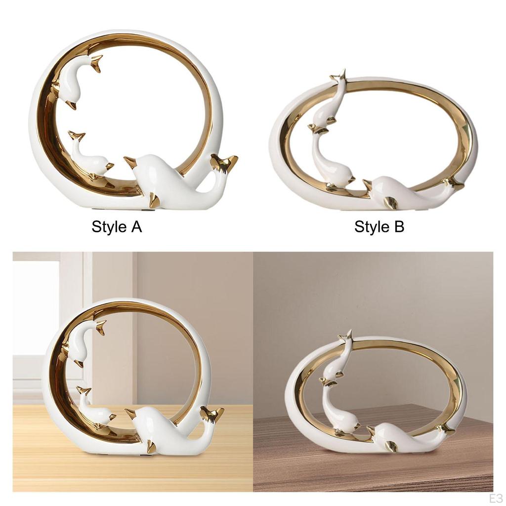 Keramik Delfine Statue Schreibtisch Sammlung Handwerk Regal Dekoration Tischplatte Ornament für Wohnzimmer