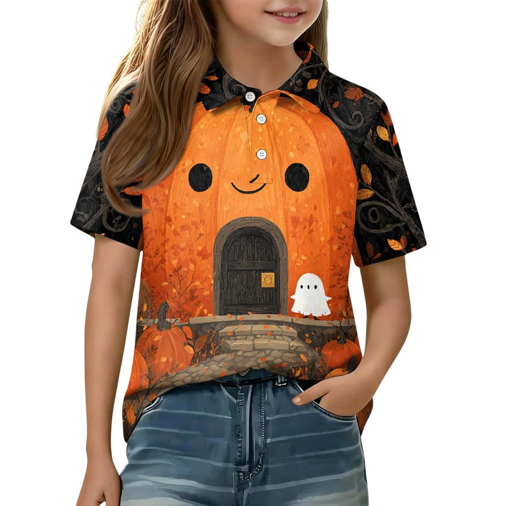 Kids' Halloween Print Shirt Casual Short Sleeve for Boys Girls Party Wear