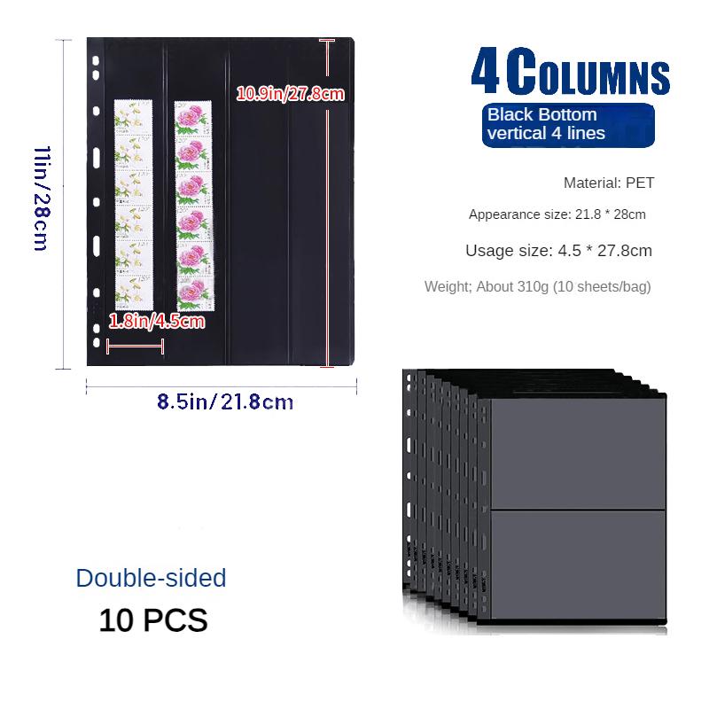 Standard 9-hole Double-sided Black Background Photo Album with Large Capacity for Stamp Collection and Paper Currency Collection