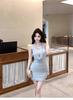 Mesh Neck Sling Dress Women's Summer Pure Desire Spice Girl Sexy Hip Skirt High Sense V-neck Tube Top Skirt