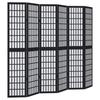 Vidaxl Room Divider, 6-Panel, Black, Solid Paulownia Wood