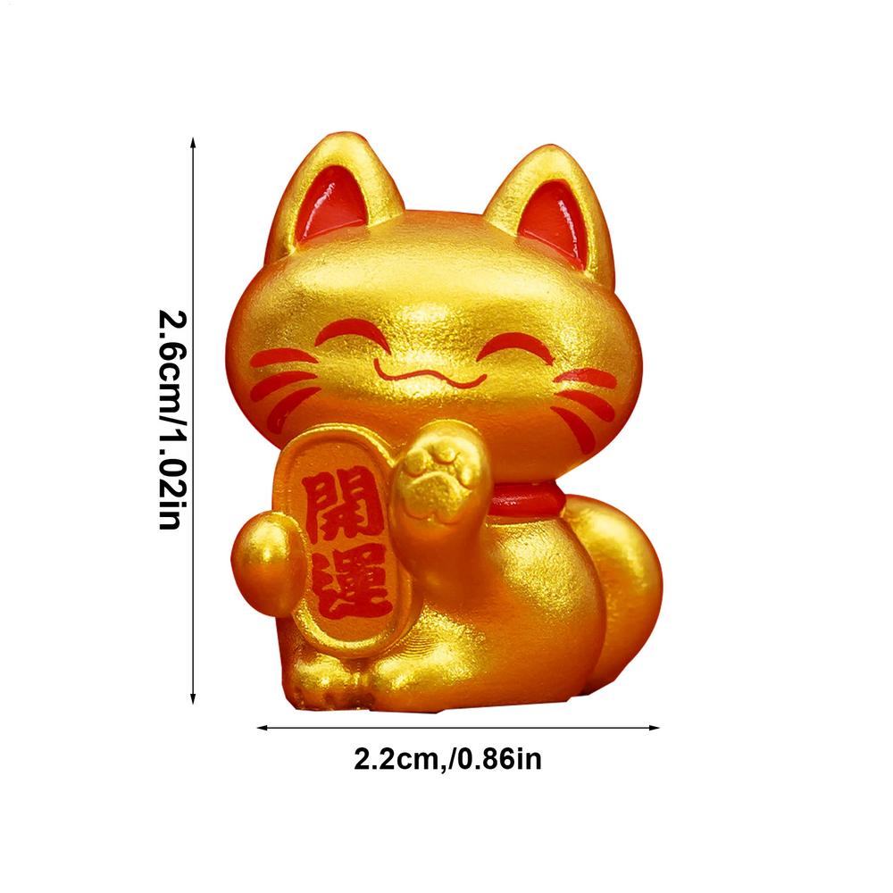Фигурка Манэки-нэко Мини-коллекция фигурок Фигурки кошек Декор удачи Украшения Мини-коллекция фигурок Манэки-нэко Фэн-шуй золотой