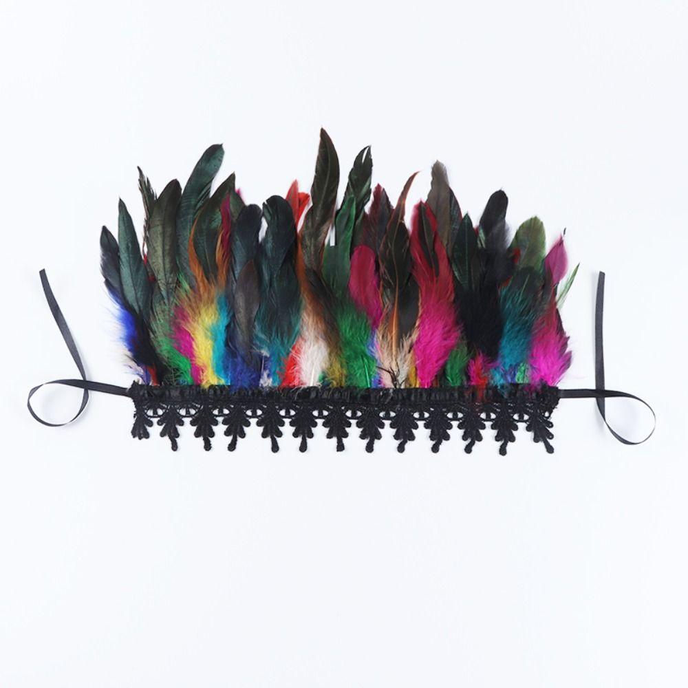 Natural Luxury Punk Cosplay Props Party Costume Necklace Feather Choker Neck Wrap Lace Collar
