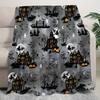 1pc Grey Halloween Blanket Ghost Castle Printed Skin-Friendly Soft Blanket Washable 2025 New for Home Sofa Halloween Decoration
