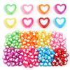 100pcs/lot 8mm Colored Acrylic Beads White Heart Shaped Spacer Beads For DIY Exquisite Bracelet Earrings Gift Supplies Wholesale