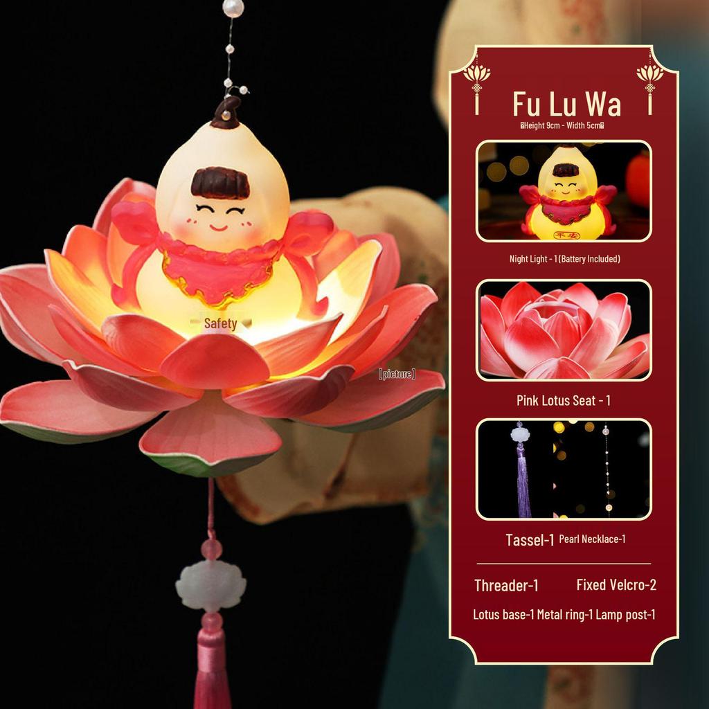 Mid-Autumn Festival Lotus Lantern DIY Kit: Parent-Child Ancient Style Handheld Lantern for Performances