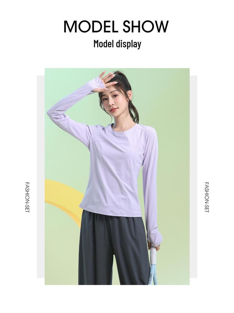 Women's Quick-Dry Slimming Sports Suit: Long Sleeve, Loose Fit for Running & Fitness