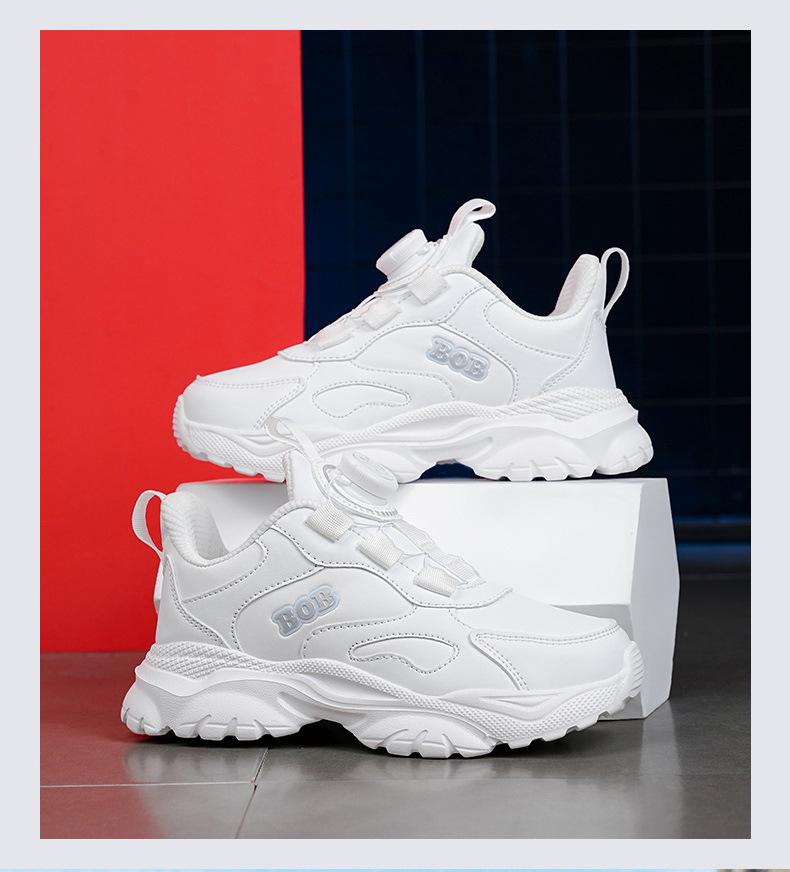 Bobodou Kids' Sports Shoes 2025 Autumn/Winter - Boys' and Girls' White Sneakers