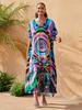 2024 European-American Rayon V-neck Beach Cover-up Robe