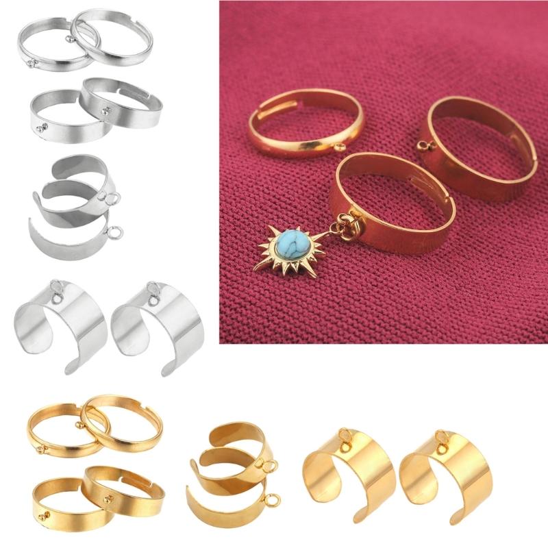 10 Stück Edelstahl Ringrohlinge Offen Verstellbare Fingerringe DIY Schmuckherstellung Rohlinge für Bastler Handgemachtes Geschenk
