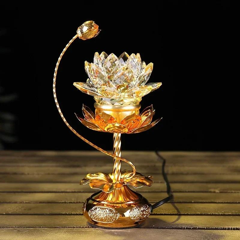 21cm Alloy crystal glass Simulated candlestick for household use Buddha hall for prayer  decoration home decor