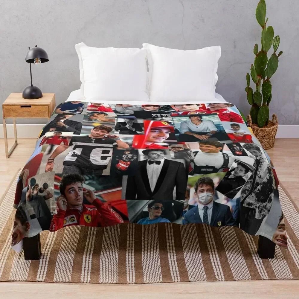 

Charles Leclerc Monacan motorsports racing driver Collage Throw Blanket Decorative Throw Picnic Luxury Bed linens Blankets 30x40in