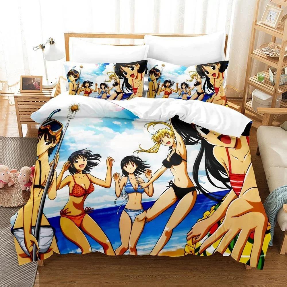 3D-Druck Anime Kawaii School Rumble Bettwäscheset Einzelbett Twin Full Queen King Size Bettset Erwachsener Kind Schlafzimmer Bettbezugsets