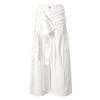 High-Waisted Wide-Leg Pants With Ruffled Waistband Cotton-Polyester Blend Loose Fit Women