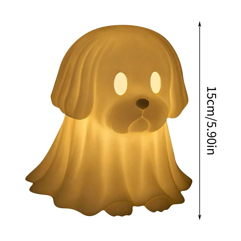 Halloween Dachshund Ghost Lamp, Halloween French Bulldog Glowing Ghost Figurine, Cute Dog Display Statue Nightlight Decorations