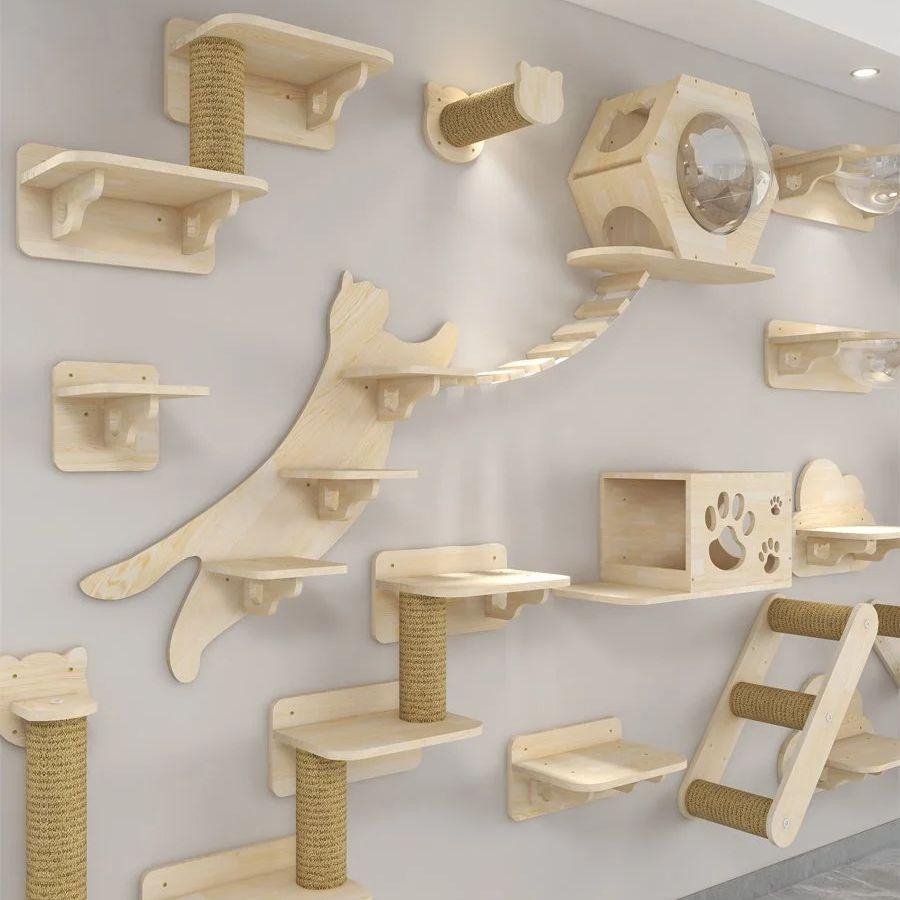 Indoor Cat Wall-Mounted Scratching Post with Rope, Sisal Scratching Post and Cat Hammock –Exclusive Play Accessories for Kitten