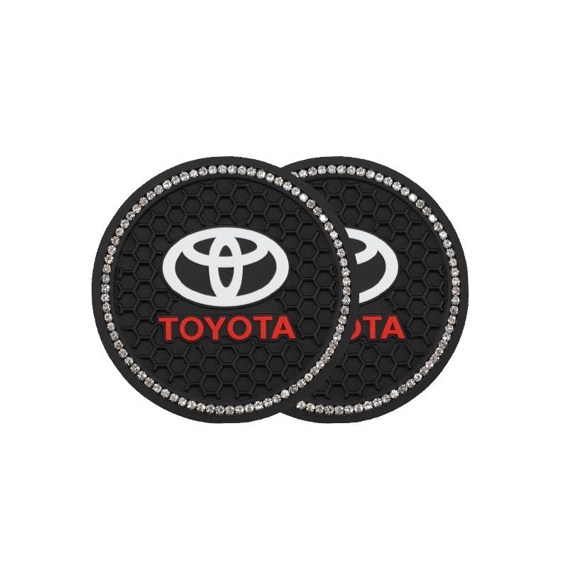 Tyre Valve Core 2Pcs Leather Coaster Anti-noise Water Cup Pad Cushion For Toyota TRD Gazoo Racing Corolla Yaris Chr Auris Rav4