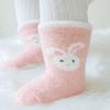 Baby Plush Socks Cartoon Solid Color Newborn Girls Boys Mid Tube Socks Warm Non-slip Floor Sleeping Sock Autumn Winter