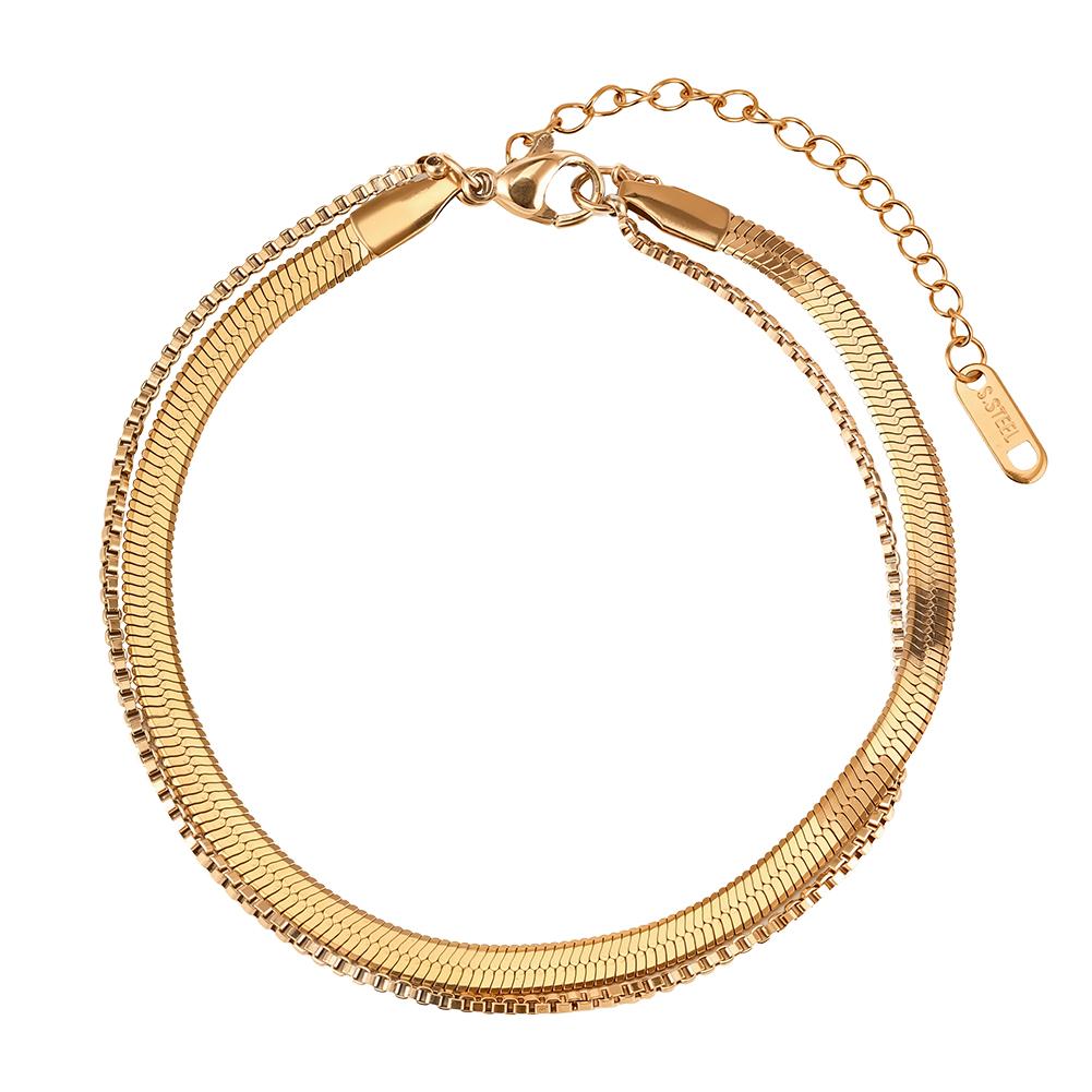 Fashion Jewelry Stainless Steel Gold Plated Geometric Chain Anklet for Women Foot accessories