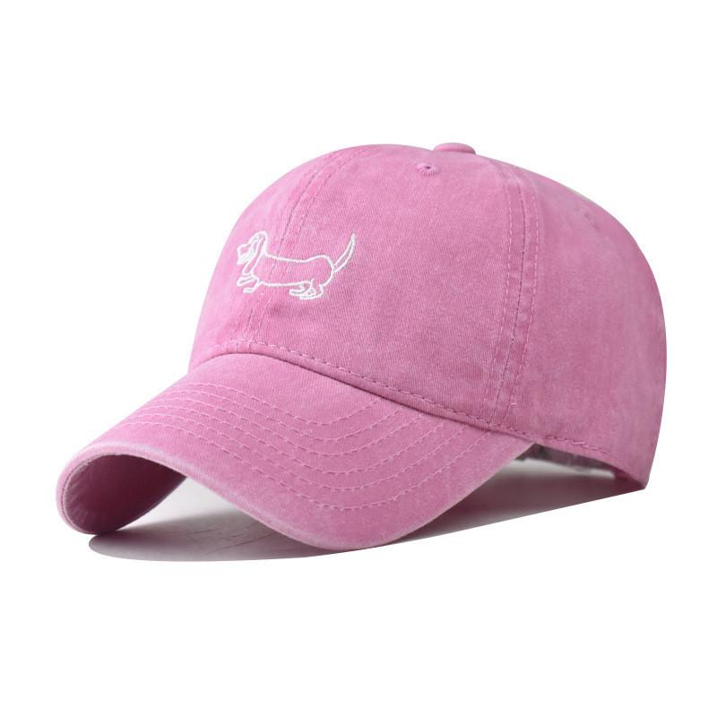 Dachshund Cotton Embroidery Vintage Dog Baseball Cap Curved Brim Casual Outdoor