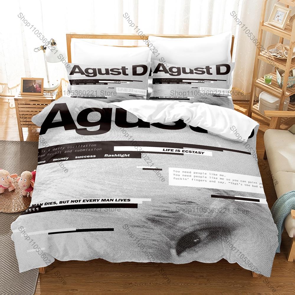 Personality Hip Hop Style Agust D Graphic New Bedding Set Soft Cozy Bed Cover Household Sleeping Bedding Ornament Gift