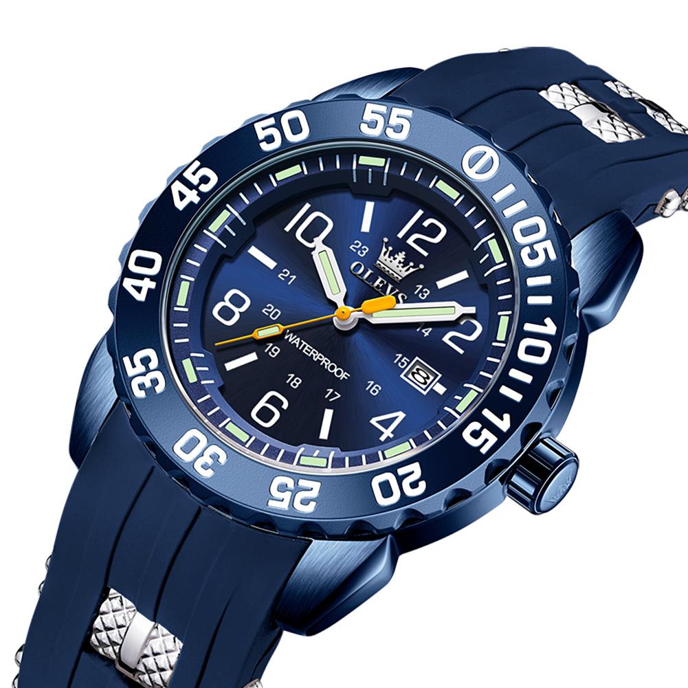 OLEVS Berühmte Marke Sport Silikonarmband Militäruhr für Herren Wasserdicht Leuchtend Mode Quarzuhren