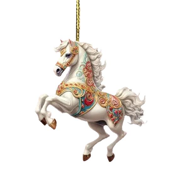 Vánoční ozdoba kůň 2D plochá akrylová ozdoba na vánoční stromek Dárky s koněm pro ženy Milovníky koní Farmáře Přátele