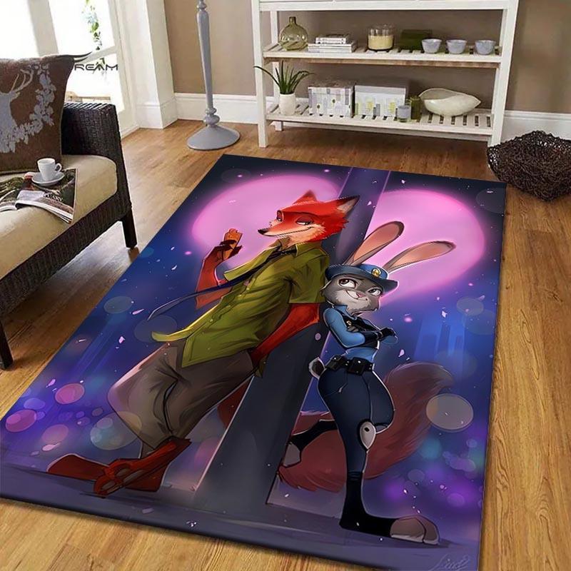 

1pc Zootopia Pattern Area Rug Soft Flannel Floor Mat for Living Room, edroom, Kitchen, Sofa Coffee Table Floor Mat, Machine Washable 60cm by 90cm