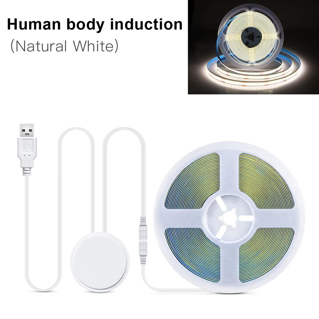 5V USB COB LED Strip Lights Hand Sweep Touch Sensor Dimmer Switch High Density Flexible LED Tape Bedroom Kitchen Mirror Lighting