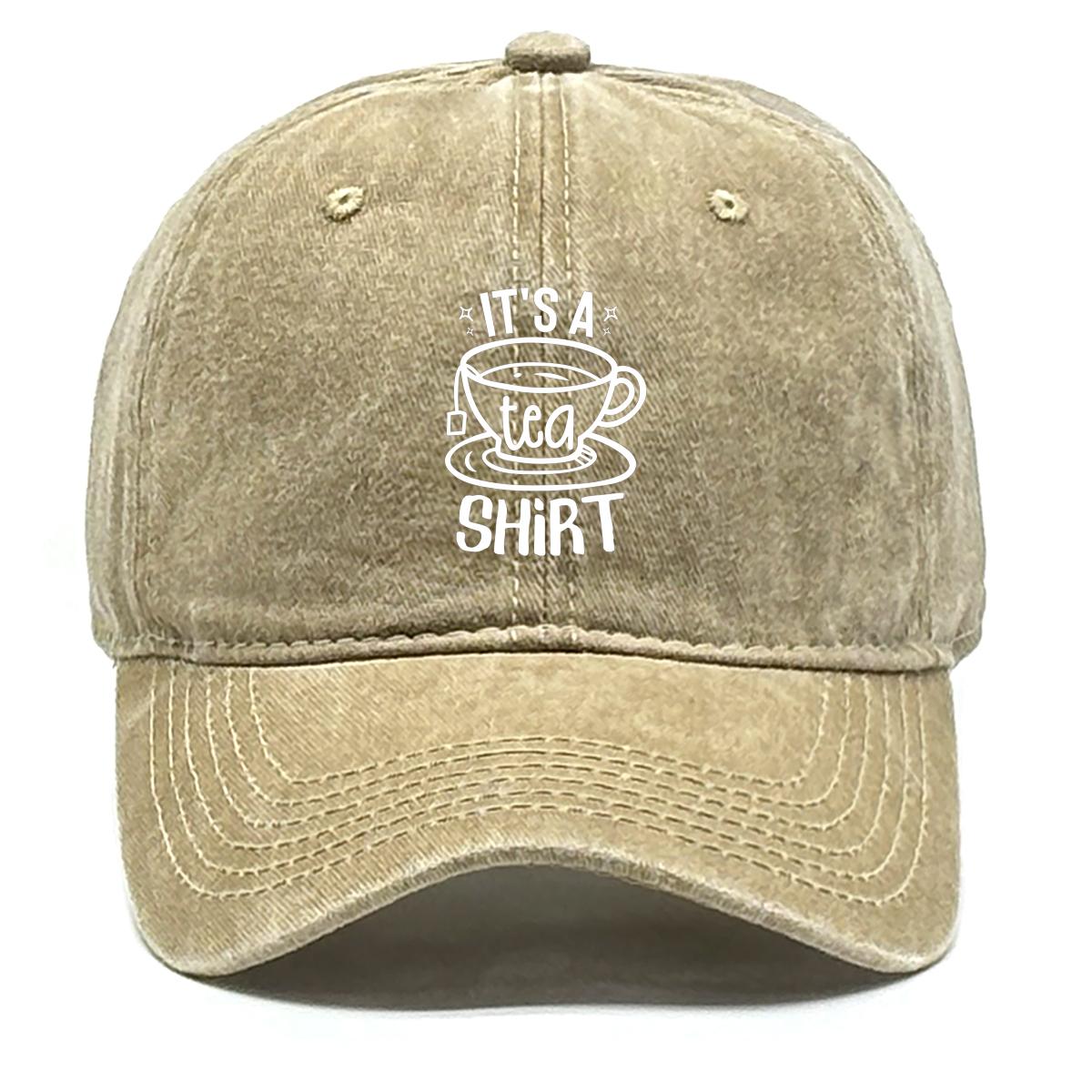 

IT S A TEA SHIRT Print Adjustable Baseball Hat, Mesh Hat Vintage Fashion Inelastic Non-Stretch Fabric Snapback Baseball Cap as the picture хаки