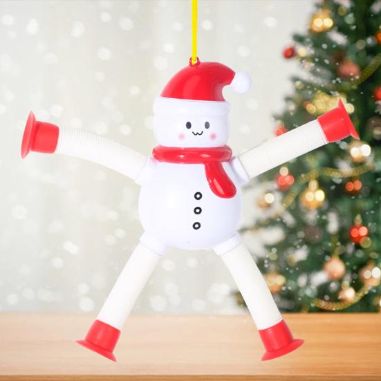 Tubi Pop di Natale Riempitivi per Calze per Bambini Piccoli Bambini Giocattolo Telescopico con Ventosa Babbo Natale/Renna Tubi Fidget Giocattolo Sensoriale per Bambine Bambini
