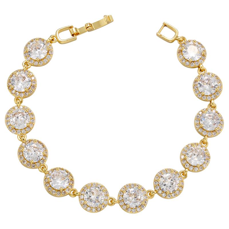 ZHUKOU 8 styles Gold Women's Bracelet CZ Crystal Zircon Shiny Bracelet Women Jewelry VL143