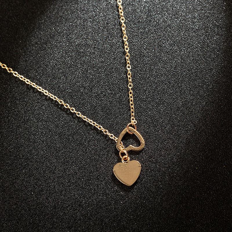 2019 Fashion New Personality Peach Heart Love Long Pendant Women s Necklace Metal Birthday Gift Zircon Statement Necklace золотой