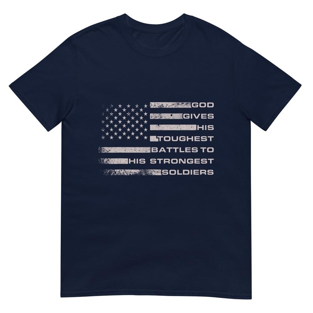 Strongest Soldiers Motivational Quote With Us Flag TShirt S