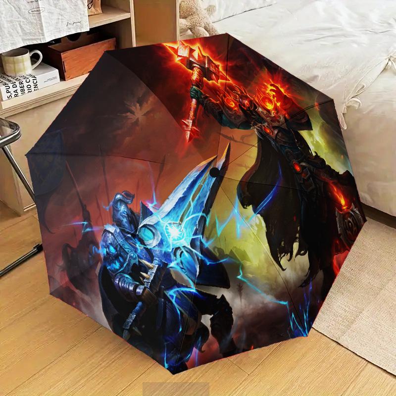 World Of Dragon Battle Warcraft Automatic Folding Umbrella - 8-Rib Travel Umbrella with Auto Open/Close & Portable Gifts for holidays or birthdays