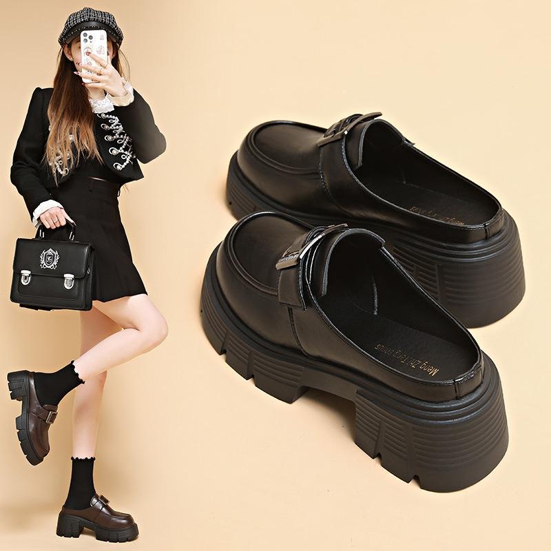Baotou Half Slippers Women's Autumn New Lazy Outer Wear High-end Cool Slippers Thick-soled Heightening Women's Shoes