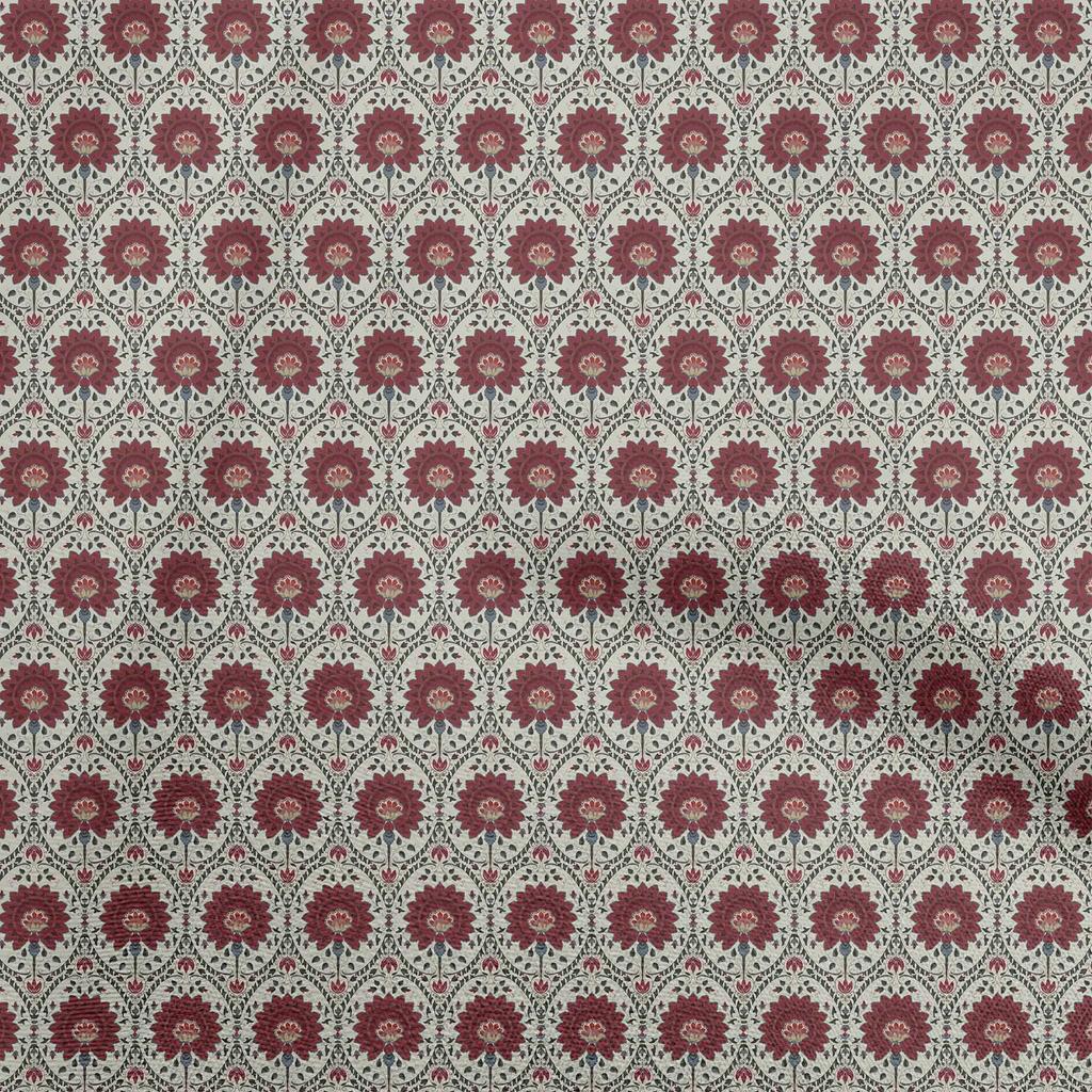 oneOone Cotton Flex Dark Magenta Stoff Asiatischer Suzani Diy Kleidung Quiltstoff Druckstoff Meterware 40 Zoll