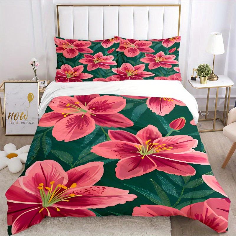 3pcs Floral Pattern Bedding Set, Suitable for Bedroom Decoration, (Includes 1 Duvet Cover And 2 Pillowcases, Quilt Not Included) yy250822193