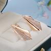 Orecchini Trendy Insoliti in Oro Rosa per Donna Micro Cera Intarsiata Zircone Naturale Geometria Orecchini a Pendente Gioielli Vintage