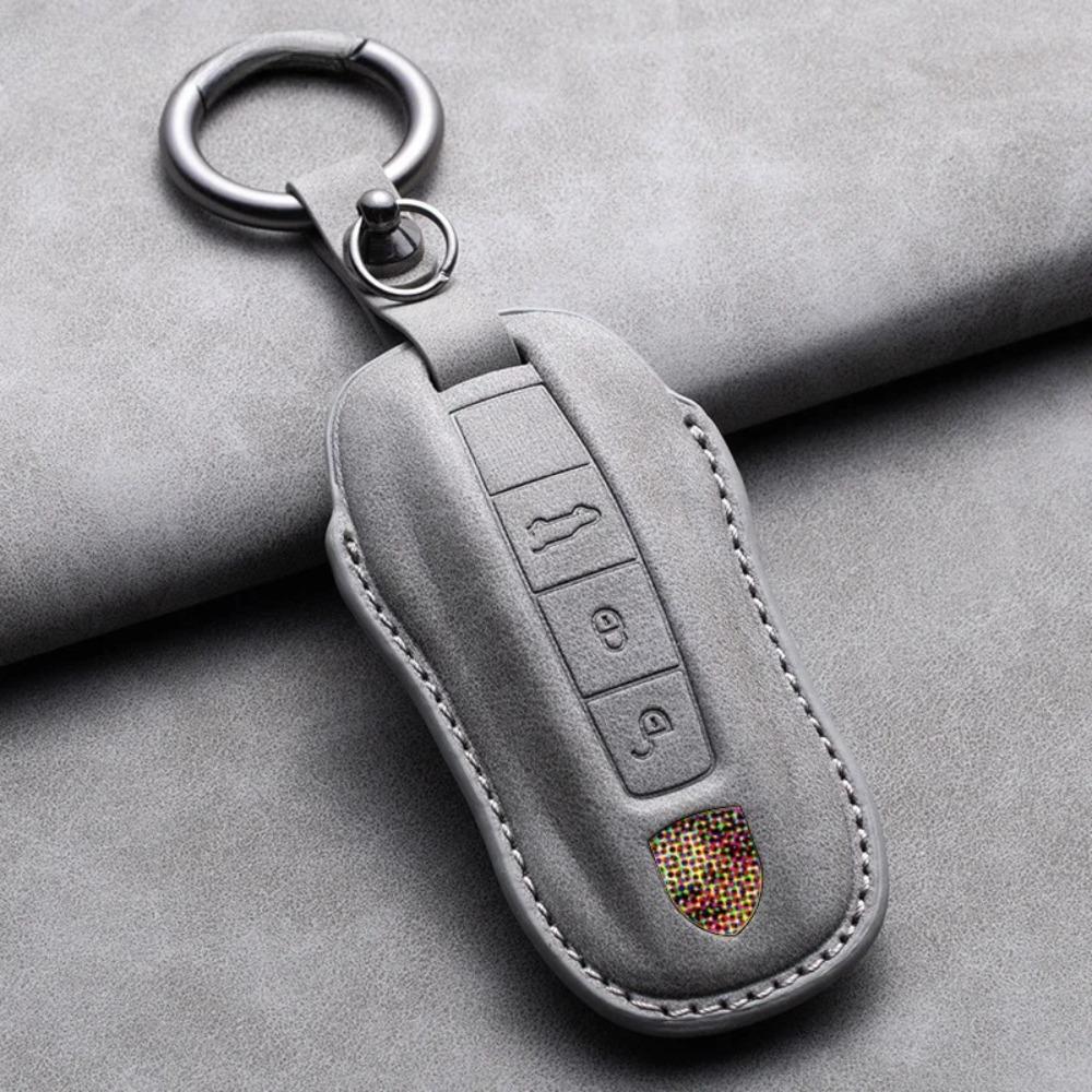 Leather Car Key Cover Case Shell Bag for Porsche Panamera Carman Macann Bobst Cayenne 911 981 991 970 996 Keychain Accessories