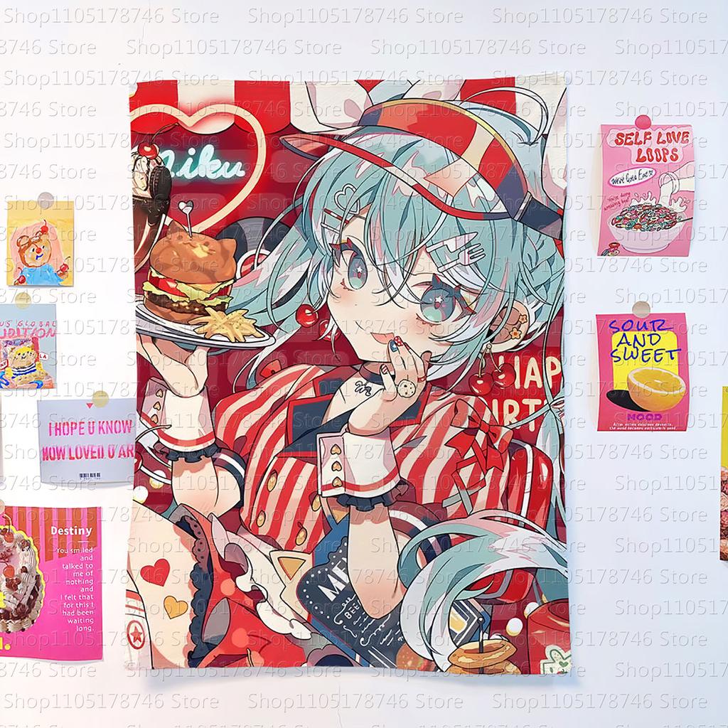 kawaiiii Cartoonstyle anime girl worthy hanging cloth cute and girl background cloth for bedroom and dormitory room decoration
