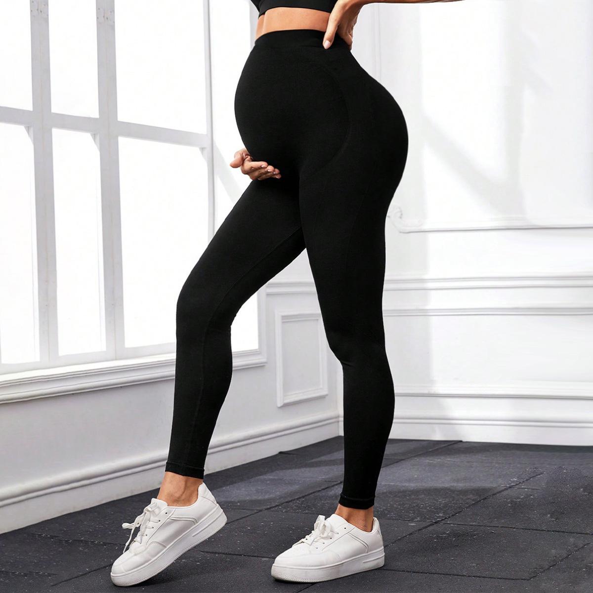 

Поддержка высокой талии, брюки для беременных, брюки для беременных, бесшовная верхняя одежда, персиковые ягодицы, домашние брюки для йоги L чёрный