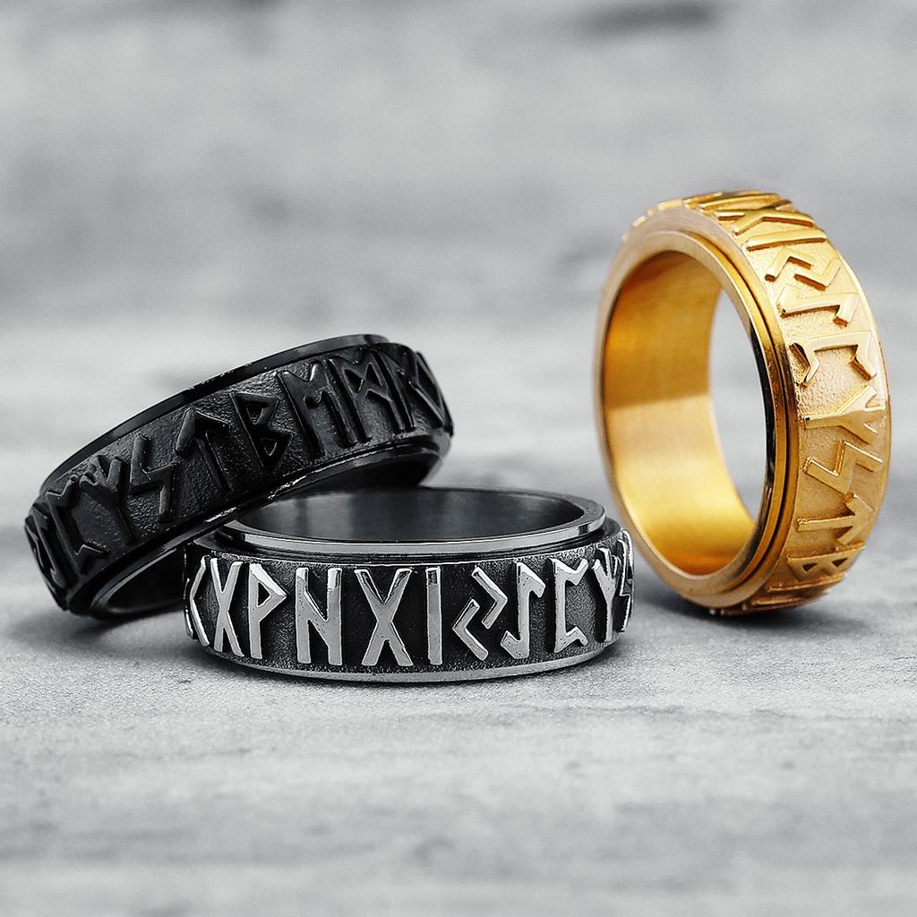 Viking Ring 316L Stainless Steel Rotatable Spin Men Jewelry Punk Rock Gift for Boyfriend Top Quality