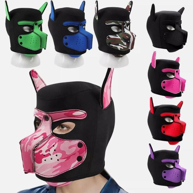 Puppy Hood Halloween Role Play Dog Mask Cosplay Full Head Cover Couples Toys Sex