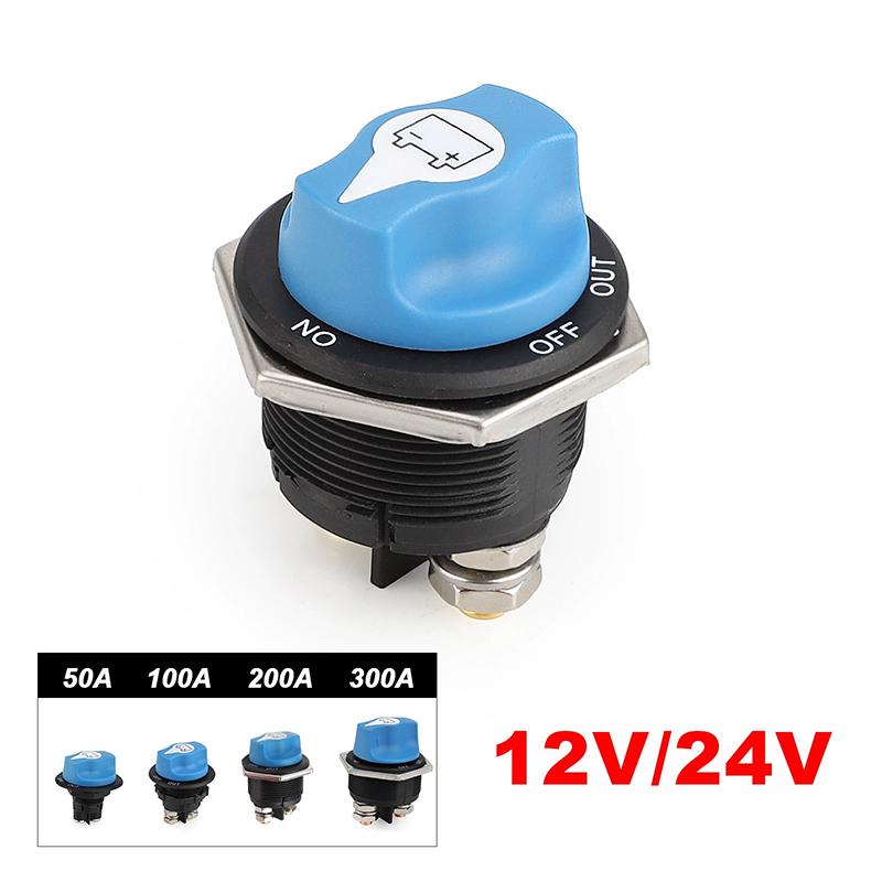 Car Battery Race Rally Switch 50 100 200 300A Blue Battery Disconnector Isolator Cut Off Switch Kit For Rv Motorcycle Truck Boat